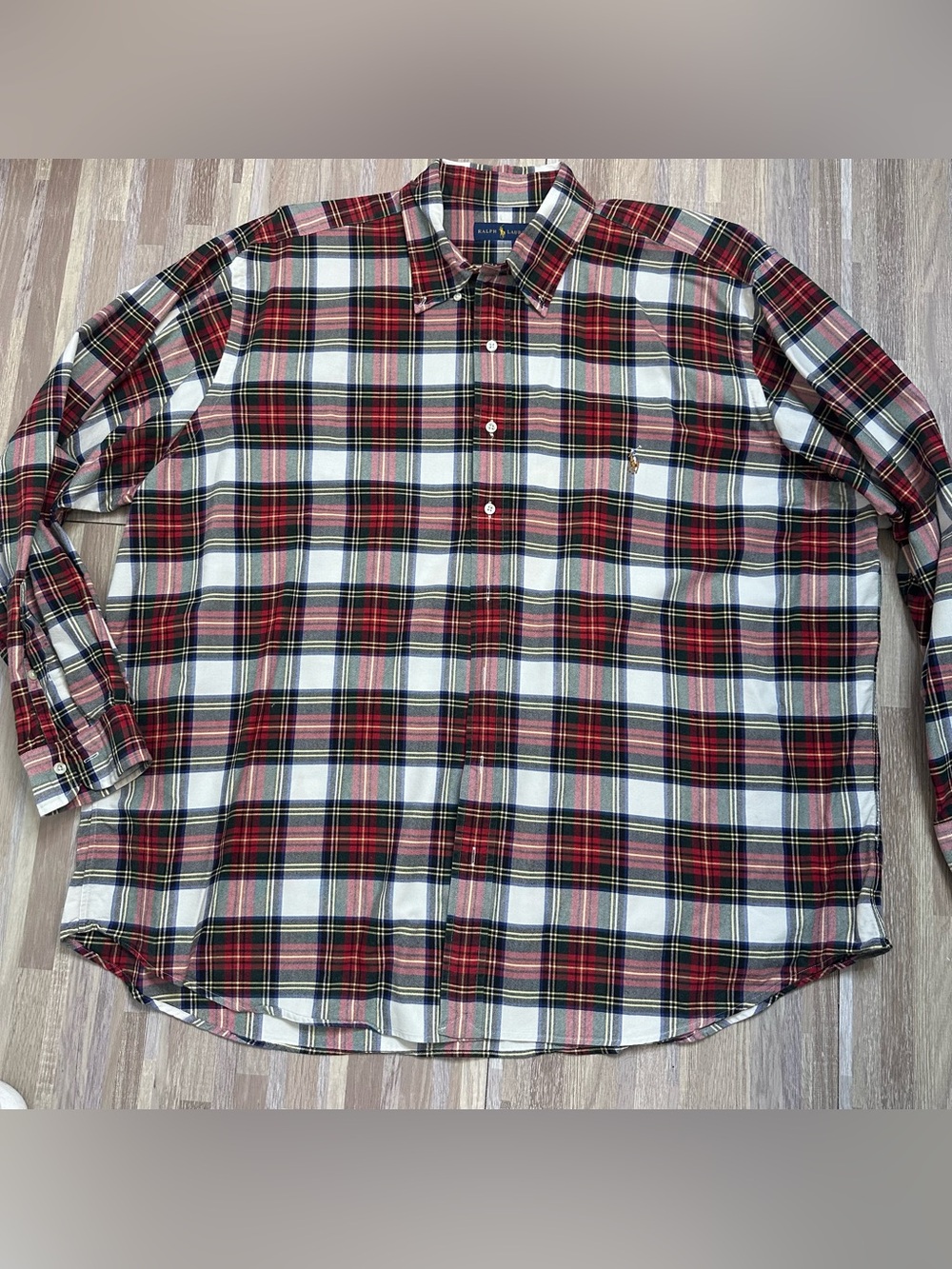 Ralph Lauren Red, White & Green Plaid Button-Down Shirt Men’s 2XB 2XT
